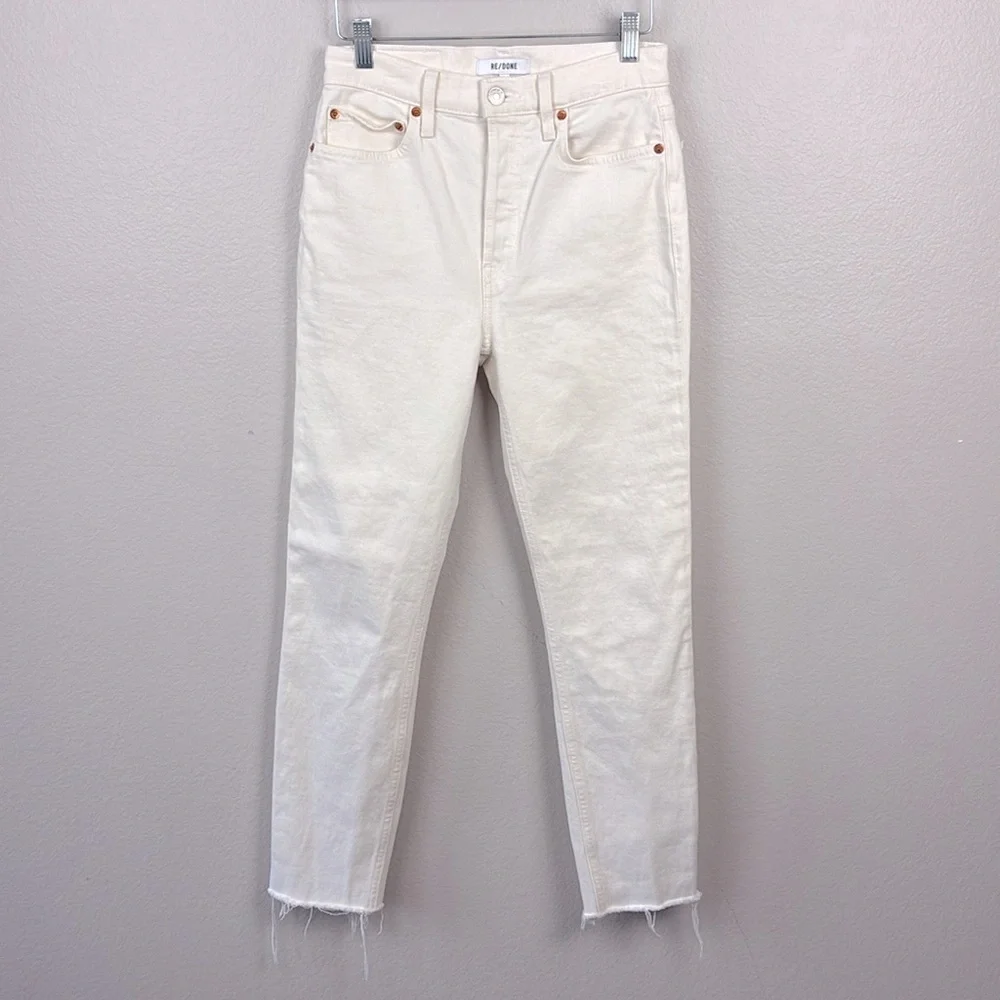 RE/DONE 90s High Rise Ankle Crop Jean Vintage White Button-Fly Slim Levis  26 - Picture 8 of 15